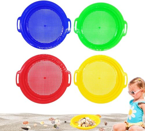 Genérico tamiz de, tamiz de para niños | 4 tamices de Multicolores | Colador de y Bandeja para tamizar, Juguetes de de Playa para niños para bombardear, Encontrar de Conchas