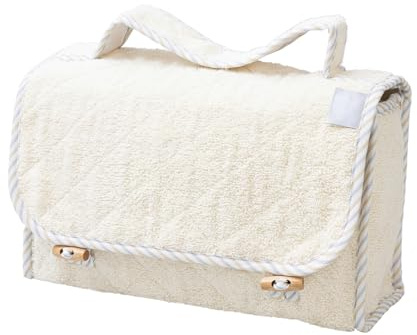 Filet - Beauty Case de Voyage en éponge de Coton avec intérieur imperméable | Sac de Toilette | Dim 28x17x10 cm | Made in Italy, Ivoire (ral 1013), Trousse de Toilette en éponge Ivoire matelassée,
