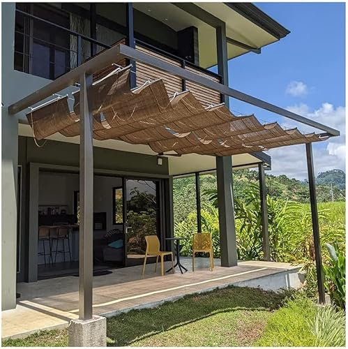 Kanduo Versenkbare Pergola-Abdeckung Pavillon-Sonnenschutz, einziehbare Wellenmarkise for Terrassenveranda, anpassbar, der Oben genannte Preis Gilt for 1 Quadratmeter Einziehbare Wellenmarkise