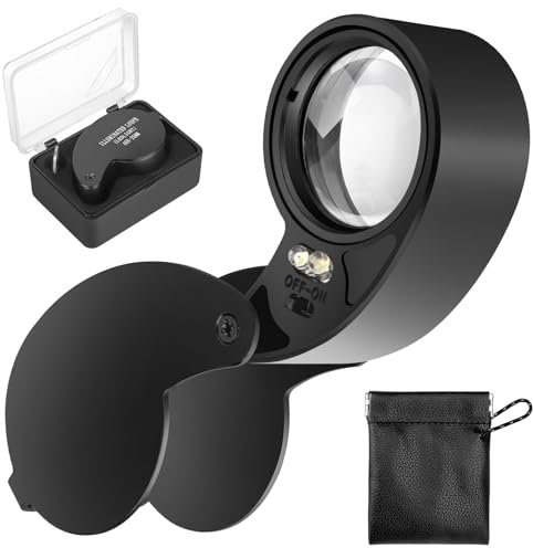EEEKit 40X Leuchtlupen-Mikroskop, Lupe mit Licht und Aufbewahrungstasche, Taschenlupe für Juweliere und Uhrmacher