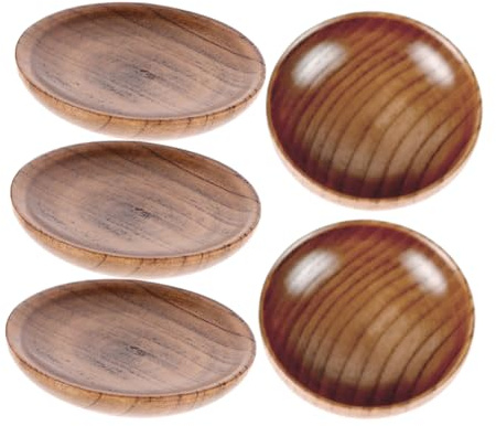 Amosfun Lot de 5 Bols à Sauce Ronds 7,5 Cm en Bois Naturel, Coupelles à Trempette Multifonction pour Sushi, Condiments et Apéritif, Vaisselle Rustique Cuisine et Table
