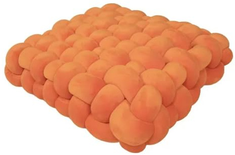 1 coussin carré noué oreiller esthétique nordique chaise de bureau coussin décoratif en peluche dormeuse nœud fait main coussin orange-30 x 50 x 12 cm