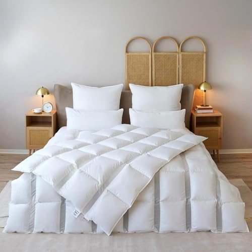 BEFA NATUR Made in Germany Clima Daunendecke 135x200 cm aus 90% Daunen und 10% Federn, Winterdecke, Allergiker geeignet (Nomite), Öko-Tex 100 Klasse 1, EN Standart 12934, Downpass
