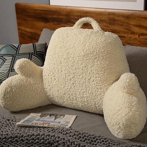 FZKun Plüsch-Lesekissen, Rückenstütze, Körperkissen mit Tasche für Erwachsene und Kinder, Lenden- und Armstütze auf Bett, Stuhl, Couch, Sofa, Bodenkissen, Rückenkissen zum Sitzen im Bett (40 x 80 cm