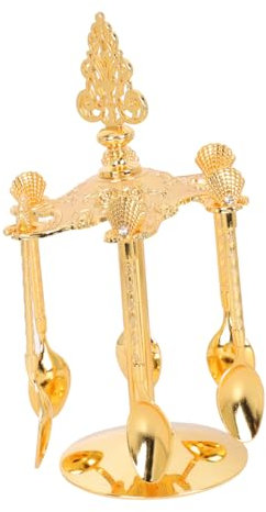 PHENOFICE 1 Juego De Cucharas De Estilo Europeo Cucharas De Comida Cubiertos Dorados Cucharas Para Servir Postre Cubiertos De Acero Inoxidable Cubiertos De Oro Rosa Cucharas Para