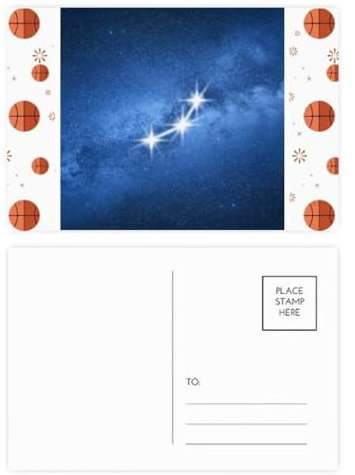 Perseverance Diligence Schöne Glückssterne, Basketball-Postkarten-Set, Dankeskarte, Versandseite, 20 Stück