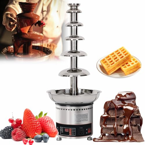 Máquina de Fuente de Chocolate de Gran Capacidad, Fuente de Chocolate eléctrica de 4/5/6/7 Niveles, máquina de fusión en Cascada de Fondue de Acero Inoxidable, Control de Temperatura de 30-150 °