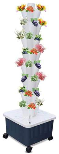 sistema di coltivazione idroponica, 20 baccelli verticali torre idroponica indoor smart planter, kit di sistema di coltivazione idroponica con pompa di idratazione, adattatore, vasi a rete da 40 fo