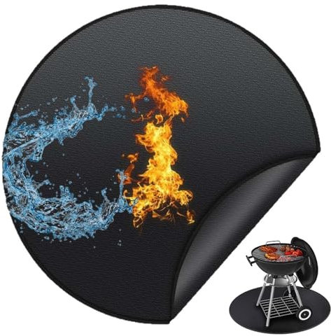 Protector Suelo Chimenea, Alfombra Ignifuga, Alfombra Ignifuga para Chimenea, Alfombra Chimenea Ignifuga, Estera Ignífuga Redonda, Alfombra Ignífuga para Barbacoa, Diámetro 50 cm