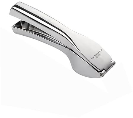 Kitchenware By Neil Garlic Press – Heavy Duty Stainless Steel Garlic Crusher & Mincer with Ergonomic Handle – Garlic Peeler & Crusher for Ginger – Dishwasher Safe & Rustproof (Silver)
