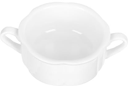 HOLIDYOYO 1 Pezzo comoda pentola per stufati scodella colazione ice cream insalatiere bianche ciotole in porcellana con manici doppia ciotola per l'orecchio ciotola fumante con manico bianca