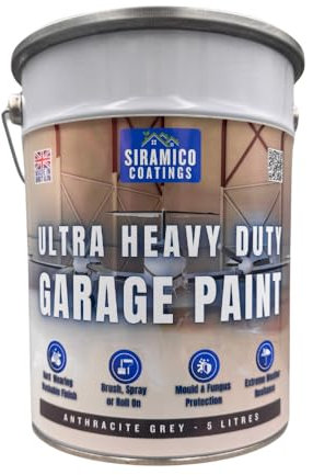 SIRAMICO COATINGS One Coat - Ultra Heavy Duty Garage Floor Paint - 5 Litres - White - Green - Light Grey - Brown - Anthracite (Anthracite Grey)