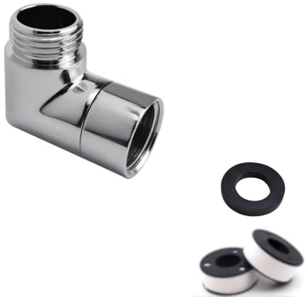 Michear Adaptador de cabezal de ducha, ducha de mano con rociador superior de 135 grados de acceso giratorio de 90 grados, conector de brazo G1/2 pulgadas (codo giratorio de 90°)