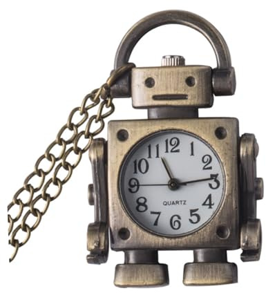 FOMIYES Vintage Robot Shape Tasche Watch Necklace aus Legierung mit Halskette Retro Taschenuhr für Geburtstagsgeschenk Festivals