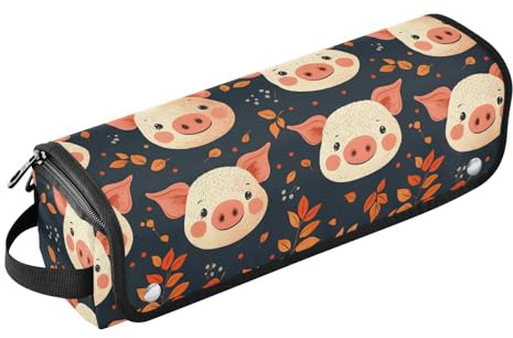 Little Pig Face Leafs Hair Tool Travel Bag for Women with Heat Resistant Mat Portable Travel Carrying Case for Flat Irons, Straighteners, Curling Irons Travel Essentials for Women