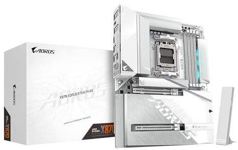 GIGABYTE X870 AORUS STEALTH ICE Scheda Madre – Supporta CPU AMD Ryzen 9000, VRM digitale a 16+2+2 fasi, fino a 8200 MHz DDR5 (OC), 2 x PCIe 5.0 + 2 x PCIe 4.0, Wi-Fi 7, LAN 5 GbE, USB 4