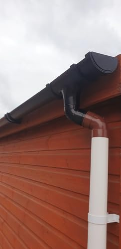 Plastic upvc Guttering Kit for Sheds and Extensions Round Gutter 100mm (Brown, 5 Meters)