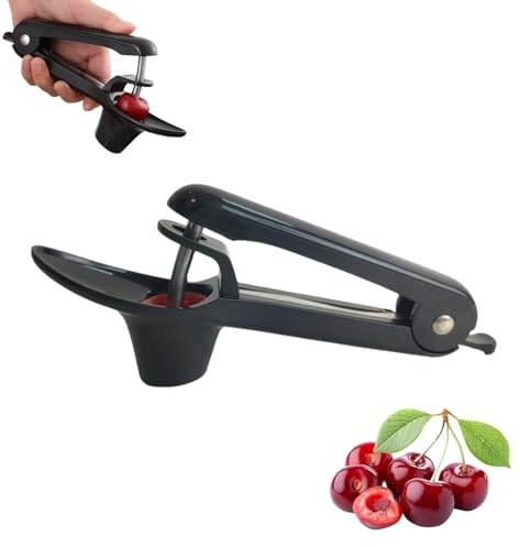 Extracteur de noyaux de cerises en acier inoxydable – 1 dénoyauteur de cerises professionnel pour cerises et olives – Outil de cuisine pratique pour dénoyauter rapidement les noyaux de cerises