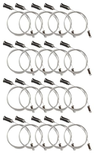 Cable de Suspensión para Luces de Garaje - Cable para Luminarias de Garaje 20 Piezas - Montaje Ajustable para Colgantes con Cable de Acero para Salones Restaurantes Hoteles
