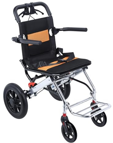 Fauteuil roulant léger et portable de 40 cm, fauteuil roulant léger et pliable pour adultes et personnes âgées, fauteuil roulant de voyage avec frein à main, capacité de 80 kg et roues en polyuréthane