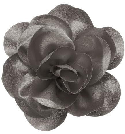 QUARKZMAN Broche De Flor De Rosa 5.5 Pulgadas Alfiler De Solapa Gris