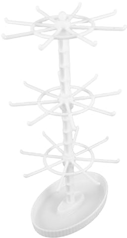 DEARMAMY Organizer per Gioielli da Tavolo Girevole a 3 Livelli in Plastica Bianca, Espositore Multipurpose Salvaspazio per Armadi e Uso Domestico