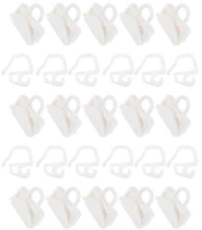 BAZEITFLOW Juego de 25 Ganchos Deslizantes para Riel de Cortina Clips para Anillas de Pliegues Accesorios de Plástico para Cortinas Corredizas de Sala Dormitorio y Ducha Soporte para