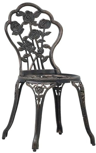 Set di 2 sedie da bistrò, in alluminio pressofuso e ghisa, sedie da giardino per terrazza e balcone, resistenti alle intemperie e durevoli, design elegante in bronzo