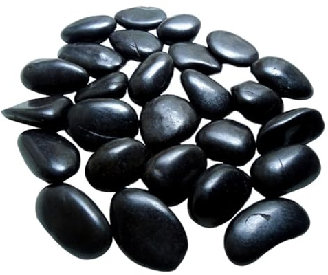 jojofuny Ciottoli Decorativi Neri per Paesaggistica Bordi Lisci e Forma Rotonda, Pietre Naturali Resistenti allo Sbiadimento per Piante e Vasi in Decorazioni da Esterno