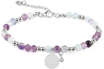 RUBY Edelstein Armband Damen – 4mm facettiertes Naturstein Armband, Perlenarmband aus wasserfestem Edelstahl & 14K vergoldet (16+3cm), in Holzbox, Schmuck Geschenk für Frauen