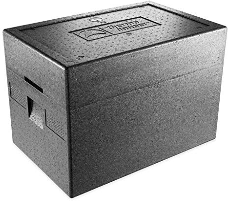 thermohauser EPP-Thermobox Eiscreme Extra schwarz, mit extrahohem Deckel mit integriertem Thermometer,63,5x42,0, x45,0cm