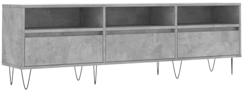 vidaXL TV Schrank, Fernsehschrank mit Eisenbeinen, Fernsehtisch für Wohnzimmer, Lowboard Sideboard TV Ständer TV Gerät, Betongrau Holzwerkstoff