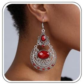 Atentuyi Pendientes Boho Turquesa y Zafiro - Colgantes Cristal Azul Filigrana Gitana, Estilo Vintage Tribal India Retro
