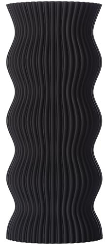 3D Vase Dekovase Anneli XL 38cm Bodenvase Deko Vase Pampasgras Trockenblumen (Schwarz)