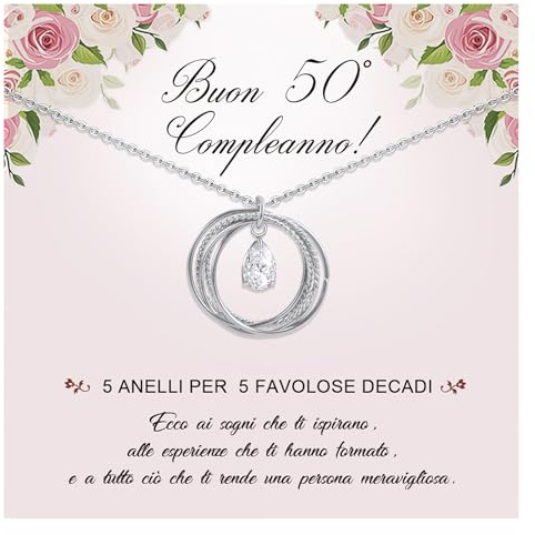 Cheerslife Regalo Donna Compleanno, Collana Argento, 50 Anni Compleanno Donna, Collana Donna Compleanno 50 Anni, Idee Regalo Amica Compleanno, Sorella, Mamma, Nonna, Moglie, Sorelle, Collega