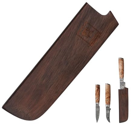 zayiko Klingenschutz aus massivem Nussbaumholz, Schutzhülle für Klingen bis 14 cm Länge I Universeller Messerschutz für Chef-, Santoku- und Nakirimesser I Hochwertiger Klingenschützer aus edlem Holz