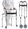 Hlieeosfcn Folding Walker with Wheels,Stand Up Walking Frame with 2 Wheels,Height Adjustable Folding Walking Frame for The Elderly,Walking Assist Supports Up to 180 kg