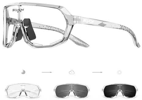 SCVCN Photochromatische Selbsttönend Fahrradbrille Herren Damen Sportsonnenbrille Klar Radsport Radfahren MTB Laufen Radbrille Volleyball Autofahren Angeln Softball Bergsteigen Golf Wandern 31