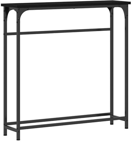 Eleganz Table console en chêne noir 75 x 19,5 x 75 cm – Table d'appoint moderne en métal et bois pour salon, couloir ou entrée – Table d'appoint stable et durable pour les petits espaces