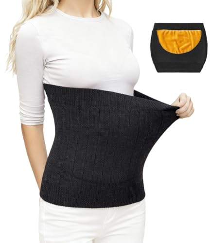 Yuragim Lot de 2 chauffe-reins d'hiver en cachemire pour femme - Ceinture thermique élastique pour soulager la douleur, soulager la colonne lombaire et les douleurs menstruelles - Protection thermique