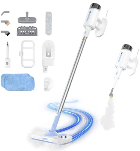 Vaporiera 10 in 1 con pulitore a vapore portatile staccabile, perfetto per pavimenti in legno, vestiti, finestre, piastrelle, mobili, tappeti, uso domestico intero, scopa a vapore per la pulizia dei