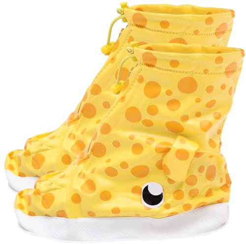 MUELODSIC Copri Scarpe Impermeabili Antiscivolo per Sovrascarpa Protettivo Giallo con Motivo Cervo Calzari Flessibili e Resistenti per Uso Esterno Quotidiano S