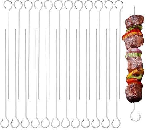 24 Brochetas De Acero Inoxidable Para Barbacoa, 1,8 Mm X 20 Cm, Brochetas Reutilizables Para Shashlik Y Barbacoa Para Carne, Verduras Y Barbacoas
