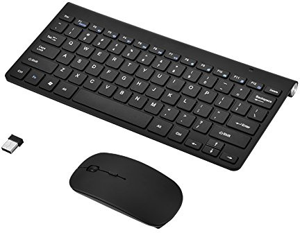 Vbestlife Slim Wireless 2.4GHz Teclado Multimedia Silenciosa y Ratón Inalámbricos Kit para Computadora Portátil de Escritorio(Negro)