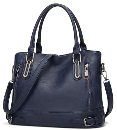 VINBAGGE Sac à Main Femme Bandoulière -Sacoche Moyenne en Cuir Synthétique Souple -Sac Porté Épaule Messenger Vintage Multipoches pour Travail Shopping et Voyage