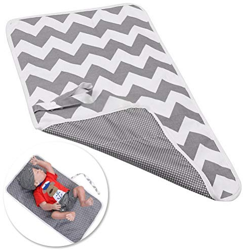 Nappy Changing Mat, Foldable Diaper Pad Waterproof Travel Changing Mat with Gray Waves for Home Travel Outside（60 * 35 cm /23.62 * 13.77 in)