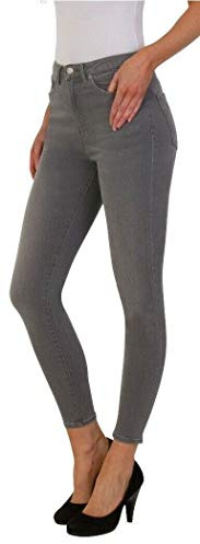 exfaMouSstore Ladies Pants Stretch Denim Mid Rise Womens Pockets Ankle Skinny Jeans, Light Grey, 14 Medium