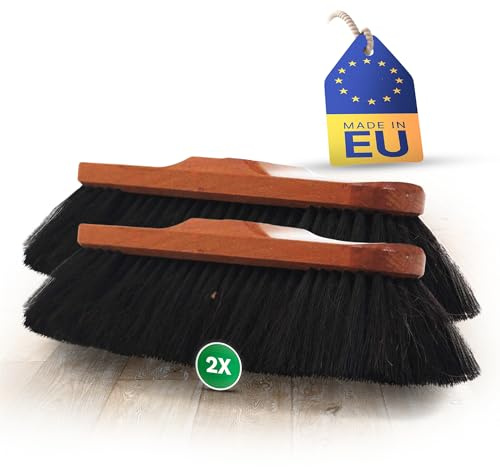 Novaliv 2er Set Zimmerbesen ROSSHAAR Mischung Besen weiche Borsten Schrankbesen Gemischtes Rosshaar Besenkopf Idealer Besen für Laminat und Parkett Rosshaarbesen Mix Naturborsten Stubenbesen