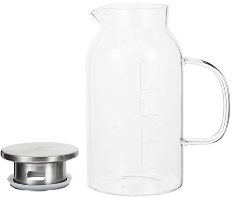 Yardwe Pichet en Verre avec Poignée en Verre Thé Pichet Bouilloire Résistance À La Chaleur en Verre Bouilloire Pichet D' Eau Chaude Froide Carafe D' Eau Cruche pour Vin Bière Cocktails Jus