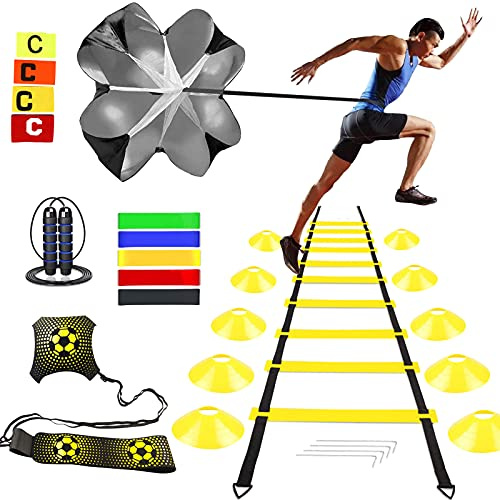 ZPONEED Set de Entrenamiento de fútbol Agility Speed Ladder, Escalera de Coordinación, Accesorios de Entrenamiento, escaleras de coordinación
